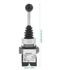 Two Position Momentary Joystick Switch With Two Normally Open Contacts, Spring Return, 22mm Mounting Hole, shown standing vertically