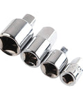 High Performance 4 Piece Steel Impact Socket Adapter And Reducer Kit For Wrenches That Gets Down To Business With Heavy Duty Drivers And Ratchet Tools To Crack Those Stubborn Nuts And bolts Like A Pro On Any Job Site., 4 steel impact socket adapters with detent