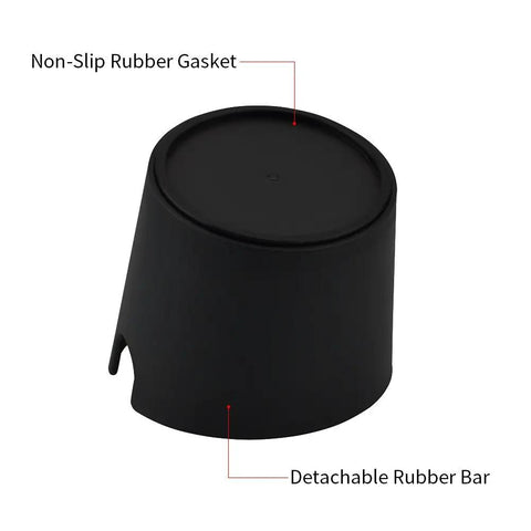 Coffee Knock Box Pro Round With Shock Absorbent Base And Removable Bar Non Slip, 4.8in, ABS plastic, underside view