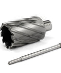 Heavy Duty High Speed Steel Annular Cutter With Beefed Up Weldon Shank 1 11/16 Inch Cut Diameter And Two Inch Slot Depth on white background.