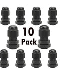 Long Thread PG13.5 Plastic Cable Gland Nylon 10 Pack With Gaskets Weatherproof IP68 Set for Thick Electrical Boxes and Cord Grip