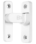 Heavy Duty White Zinc Alloy Barn Door Latch Hardware For Sliding Wooden Doors Super Slick Right Angle Lock side view showing installation holes.