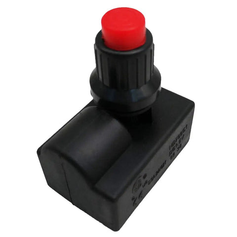 Propane Gas Patio Heater Pulse Igniter Replacement With AAA Battery Electronic Igniter For Glass Tube Commercial Heaters Not Universal Easy Install 18mm NPT Mount Requires AAA Battery Battery Not Included, showing red ignition button and black housing.
