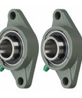 Two Beefy UCFL207 23 Premium 2 Bolt Flange Bearings with 1 7/16 Inch Bore, self-aligning for machinery.