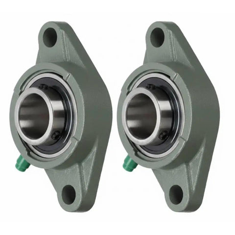 Premium One Point Five Inch Bore UCFL208-24 Self Aligning Two Bolt Flange Ball Bearing with painted cast iron housing.