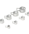 Assorted sizes of 304 stainless steel spring hose clamps from All-Purpose Spring Hose Clamp Kit 160Pcs For Automotive Radiator Hose, Fuel Line.