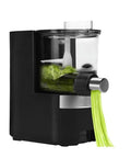 Full Automatic Electric Noodle Maker With Smart Water Filling And Multi Function Pasta Press For No Hassle Home Cooking In Sleek Black Finish showing fresh pasta extruding.