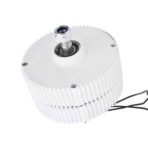 Close-up of Cool 300-Watt Wind Generator with Precise Permanent Magnet Design, showcasing the durable white casing and mount.