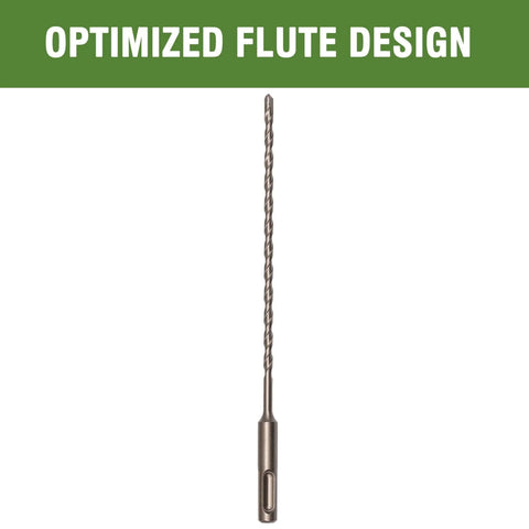 Concrete drill bit, 3/16 in x 8 in, SDS Plus hammer masonry bit; metallic gray, single piece