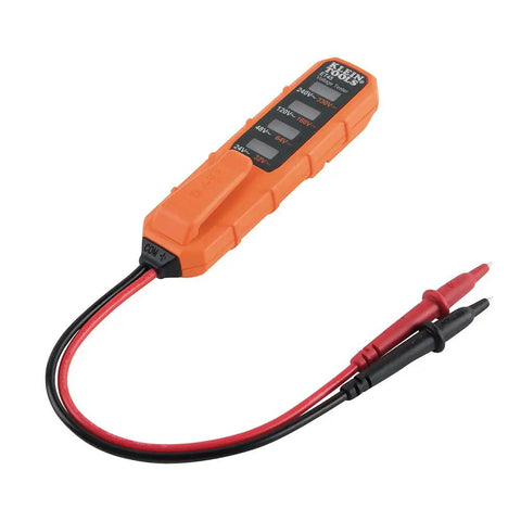 Ultra Handy Digital AC DC Voltage Tester For 12 To 240V AC And 32 To 330V DC With Bright LED Indicator Auto Off in orange casing.