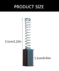 Close-up of carbon motor brush with spring showing size dimensions for 10 Pack Carbon Motor Brushes For Home Sewing Machines 5x5x12mm Replacement Set 250W Compatible Pro Grade Durable Carbon Brushes To Restore Sewing Machine Performance And Longevity.