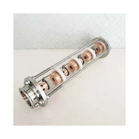 2 Inch Distillation Column Kit With 4 Borosilicate Glass Columns 5 Copper Bubble Plates Tri Clamp Fittings silica gaskets visible