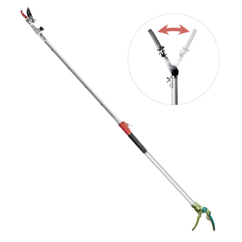 Extendable Pruner With Rotating Blade Head For The Yard, Lightweight Aluminum Pole Reaches 3.67 To 5.45 Feet To Cut Branches Up To One Inch