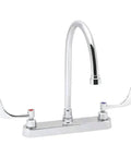 Commander Gooseneck Centerset Lavatory Faucet With 8-Inch Deck Plate Polished Chrome Easy-Install Widespread 3-Hole Mount Brass Body