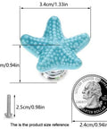 Four Pack Starfish Drawer Knobs Set, Coastal Ceramic Cabinet Hardware In Ocean Blue, Durable Zinc Alloy And Ceramic Build, Beachy Ocean Vibe Themed Kitchen Dresser Drawer Knobs For Cabinets, 3.4cm 1.33in