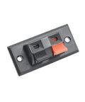 Two Way Speaker Terminal Block Connector Strip 45mm By 21mm Spring Push Release, 2 Position, 2 Pack, DIY Audio Wiring Plate in black and red