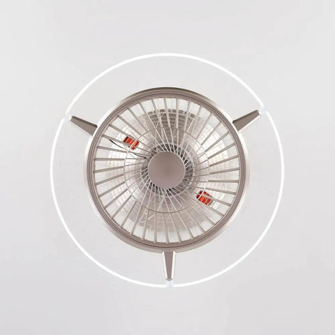 Overhead view of Low Profile Ceiling Fan With Lights In Silver, Flush Mount, Reversible Motor, 6 Speed Wind, Dimmable 3 Color LED Lighting
