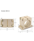 Built Tough CNC Spindle Clamping Bracket For 65Mm And 80Mm Motors Premium Aluminum Alloy Design showcasing a golden 80mm clamp.