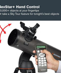 NexStar 130SLT Computerized Telescope With 130mm Aperture Portable Newtonian Reflector SkyAlign Technology showing hand control