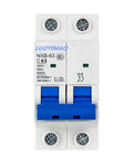 Two Pole 63A 400V Low Voltage Miniature Circuit Breaker For DIN Rail Mount NXB63A C63 C63A Panel Protector front view