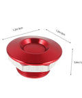 Close-up of red round stainless toggle hood latch pin from Toggle Hood Latch Clamp With Quick Release Hood Pin Kit For Race Cars, stainless steel quick release latch system.