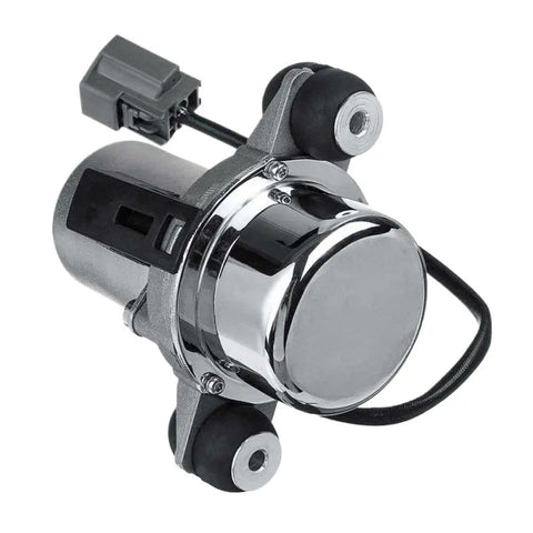 Heavy Duty 12V Vacuum Pump For Power Brake Booster With Proven Muscle And Zero Drama Mounting, shiny chrome finish.