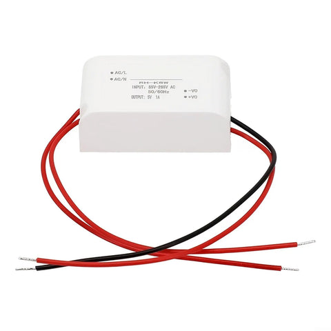 Built Tough AC DC Power Supply Module 5V 1A 5W Step Down Converter with input output wires on a plain background.