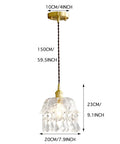 Glass Pendant Lamp Crystal Pendant Light Shade Ceiling Light Chandelier Ceiling Lamp Bedside Lamp for Bedroom, Hallway, Dining Room, Porch, 20cm shade.