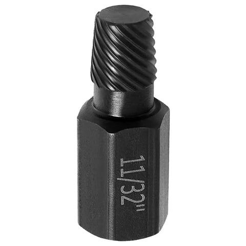 Close-up of a 11/32 inch piece from a 10 Piece Bolt Extractor Kit Set For Damaged Fasteners, Heavy Duty Screw And Bolt Extractors.