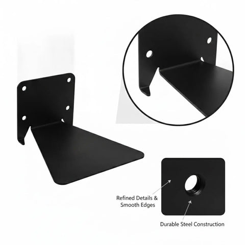 Floating Shelf Bracket Made From Cold Rolled Steel - Invisible Wall Mount For Small Decor And Plants, black steel bracket