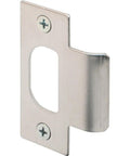 Dead Nuts Secure Heavy Duty Stainless Steel T Strike Door Plate Chrome Latch Receiver showing side view with screw holes.