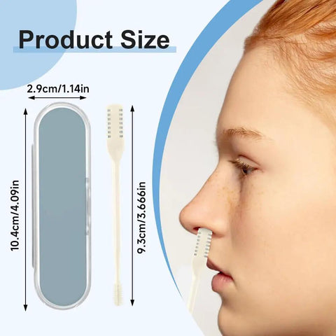 2 In 1 Nose Hair Trimmer Kit With Double Sided Cutter And 360 Degree Rotation Includes Silicone Cleaning Brush next to nose