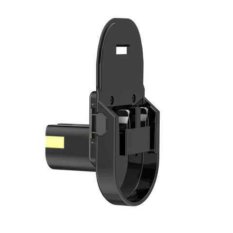 18V Cordless Tool Battery Adapter for Ryobi Tools That Fits Ridgid Batteries Not Advanced Adapter Only Compact Easy Plug and Play Cross Brand Power Setup Solution, shown in side view