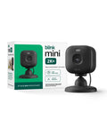 Mini 2K Plus Plug In Indoor Security Camera For Home And Pets with packaging, featuring 2K video and night vision, in black.