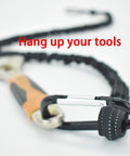 Tool Lanyard 10 Pack Safety Tool Leash Fall Protection Gear for tools with carabiner and wrench attached, close-up view.