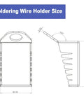 Technical diagram of Soldering Wire Holder and Stand, A Handy Third Hand Alternative, size dimensions and angles shown.