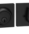 Square Single Cylinder Deadbolt Lock For Front Door Sleek Series Beefed Up Heavy Duty High Security in Modern Iron Black Finish
