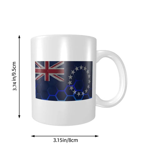 Flag Of The Cook Islands Mug 11 Oz Ceramic Coffee Cup With Handle Double Sided Print Awesome Gift For Home Office Desk And Everyday Coffee Tea Lovers Everywhere, dimensions shown