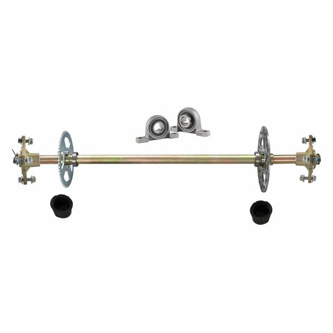 Upgraded 29 Inch Go Kart Rear Axle Kit With 4.10-6 Front And Rear Tires, includes axle, sprocket, hubs, pillow blocks