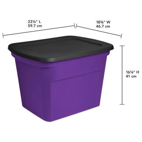 Top Shelf 18 Gallon Storage Totes With Lids, Stackable Plastic Bins For Heavy Duty Organizing, Snap Tight Fit And Built In Grip Handles, Purple Bulk Pack Of 24 For Closet Hauls And Home Organization Setup