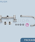 Wall Mount Commercial Kitchen Faucet With 360 Degree Swivel Spout 8 Inch Center Heavy Duty Solid Brass Body Chrome Finish parts package