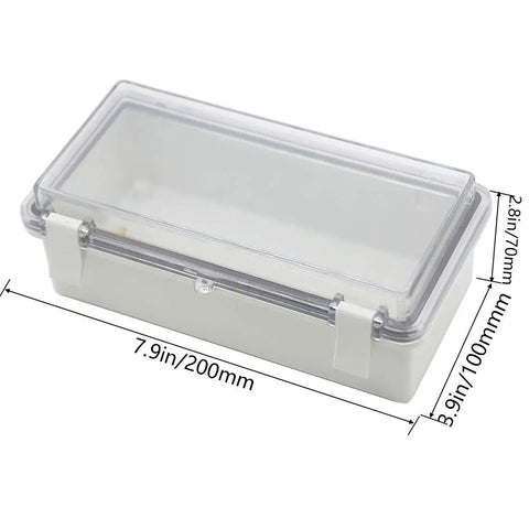 Tough As Nails IP65 Waterproof Junction Box With Slick Hinged Clear Cover Rugged ABS Enclosure 200x100mm for outdoor use