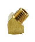 Brass 45° street elbow pipe fitting, 1/4 in. NPT male to 1/4 in. NPT female, hex body, set of 2