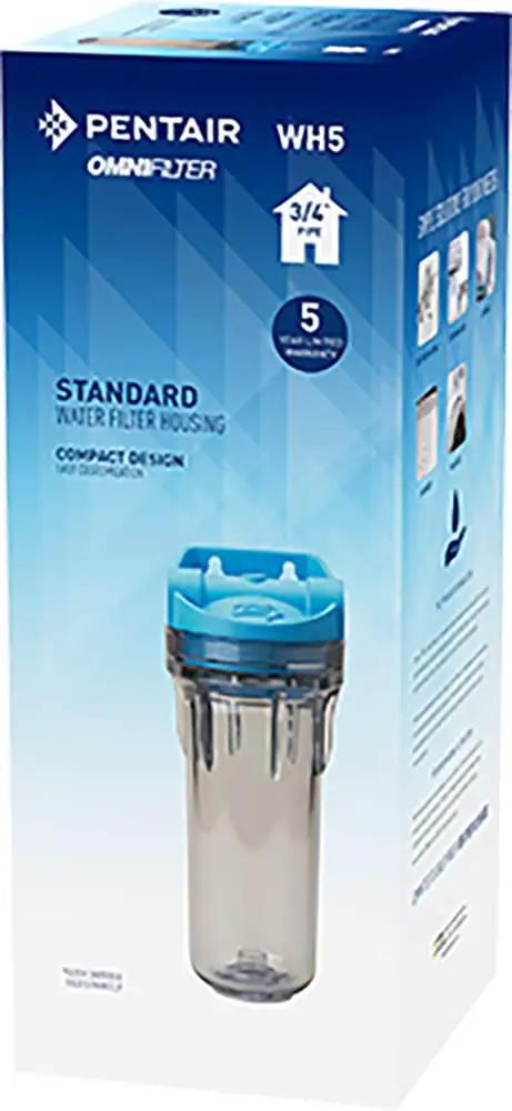 Product packaging for Clear 10 Inch Whole House Water Filter Housing With Integral Mounting Bracket And Three Quarter Inch NPT Inlet