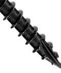 Badass Beefed Up Two Inch Timber Screws Heavy Duty Hex Head Landscaping Wood Fasteners close-up of black steel screw's pointed tip and threads