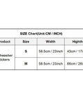 Size chart showing dimensions of dishwasher stickers in small and medium sizes in cm and inches.