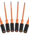 6-piece Insulated Screwdriver Set 1000V Rated With 3 Phillips 2 Slotted Square Tips Made In USA For Electrical Work