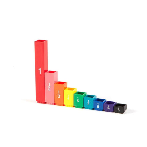 Rainbow Fraction Tower Cubes Set Of 51 Colorful Fraction Cubes For Fraction Equivalency, Montessori Math Blocks arranged by size