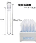 50 Pcs Clear Plastic Test Tubes With Rack And Caps, 16x100mm 10ml Capacity, 50 Hole Tube Rack for experiments and storage.