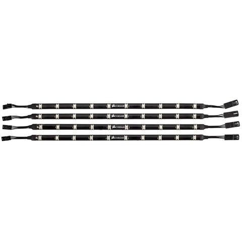 iCUE Lighting Node PRO RGB Lighting Controller with four addressable LED strips, 10 LEDs each, magnetic mounts visible.